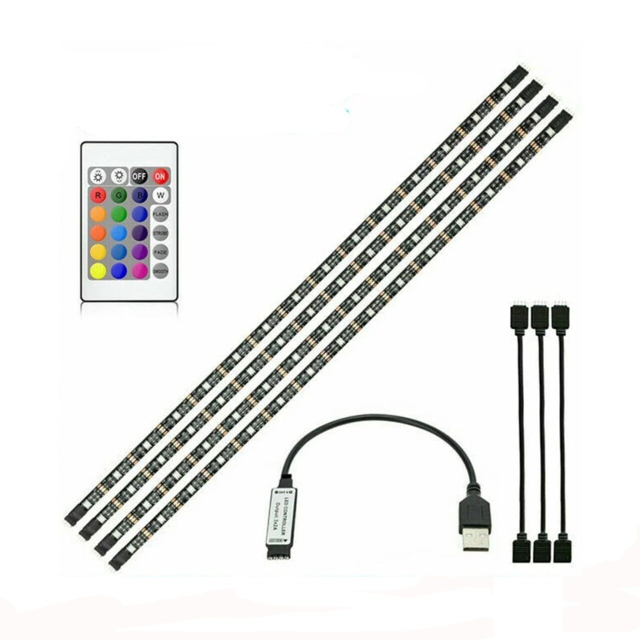 5V USB TV Back Light RGB LED Lights 4 Strips Background with Remote